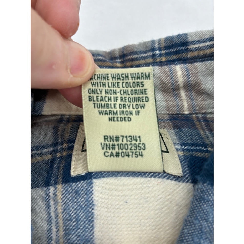 L.L. Bean Shirt Mens L Button Down Plaid Blue Brown Traditional Fit 228061 - Picture 4 of 9